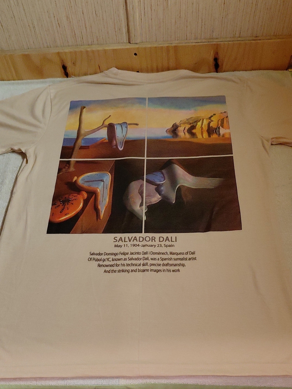 GSTR Salvador Dali "Persistence Of Memory" Graphic Tee, Men's M, Mustard Color